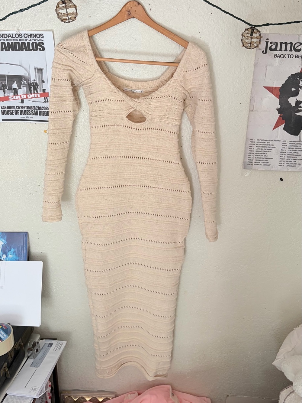 One and Only Collective Cream Crocheted dress